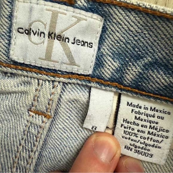 Calvin Klein Light Denium Bermuda Cutoff Shorts, High Rise - Picture 3 of 3